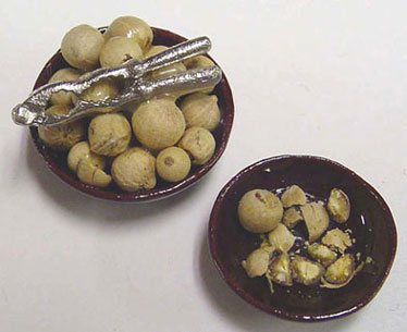 Dollhouse Miniature Bowl Of Nuts with Nutcracker